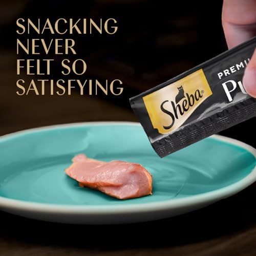 Sheba Premium Puree Lickable Cat Treats, Chicken, Salmon & Tuna, 48 Count