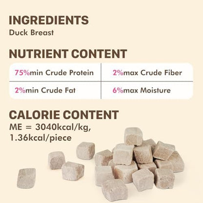 Freeze Dried Duck Treats for Dogs & Cats, 5.3 oz