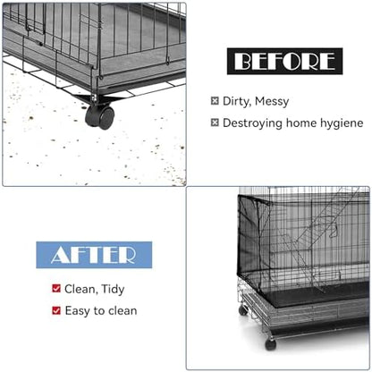 Trinkrittey Adjustable Bird Cage Seed Catcher Net Cover Elastic Band Mesh Cover Black for Parrot Cages