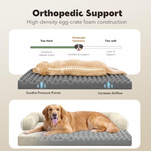 MEKIY Orthopedic XL Dog Bed with Bolster for Extra Large Size Dogs