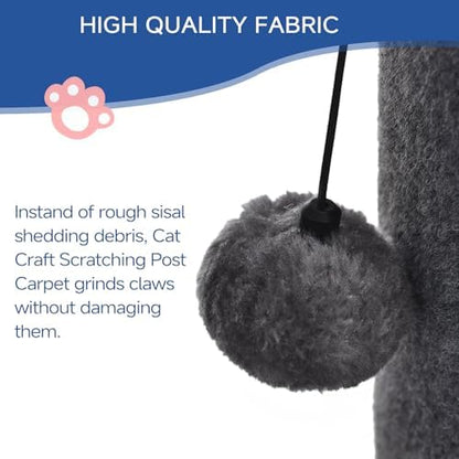 Cat Craft 41" Tall Short Plush Cat Scratching Post for Indoor Cats, Gray
