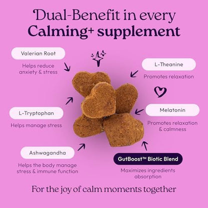 WellJoy Calming Dog Supplement + L-Theanine, Melatonin, GutBoost, 90ct