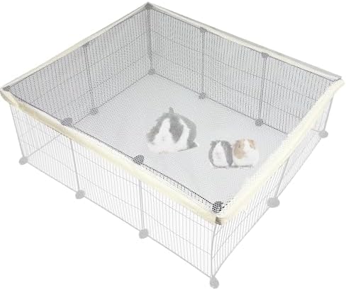 Cage Cover, Ventilated Mesh Top for C&C Midwest Guinea Pig Cage, Breathable & Escape-Proof Small Animal Enclosure Lid with Secure Clips for Rabbits（Not Include cage） (42in x 28in Cage Cover)