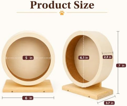 antiai Hamster Wooden Silent Wheel, Small Animal Exercise Wheel Accessories, Quiet Spinner Hamster Running Wheels Prevent Depression Toys for Hamsters, Gerbils, Mice and Other Small Pets (S)