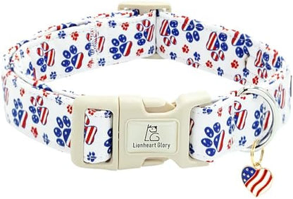 Lionheart glory American Flag Dog Collar, 4 of July Patriotic Independence Day Dog Collar Heavy Duty Adjustable Dog Collars for Medium Dogs Pet Gift Summer Collars Dog Cute Collars