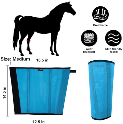 Horse Fly Boots, Breathable Mesh Protection Set of 4, Comfortable Pony Leggings, Breathable Mesh Design, Equines Supplies for Reduce Stomping, Hoof Damage & Leg Fatigue (Blue, Medium)