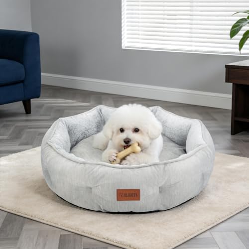 Small Dog Bed for Small Dogs, Cat Bed for Indoor Cats, Cooling Pet Bed for Puppy, Reversible Design with Cool-Touch Summer Side, Machine Washable with Non-Slip Bottom 20 Inch