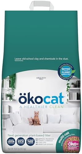 ökocat Multi-Cat Natural Wood Clumping Cat Litter, Odor Control, 18.8 Lbs