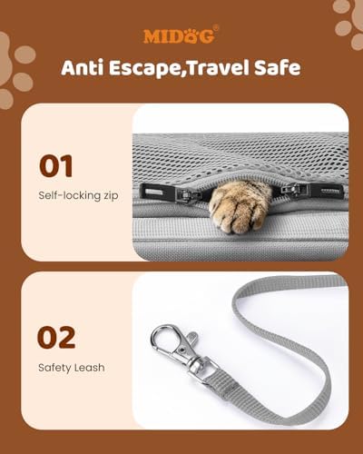 MIDOG Soft Cat Carrier Airline Approved, Expandable for Cats Up to 15lbs