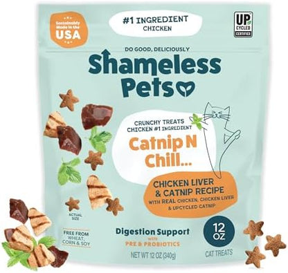 Shameless Pets Catnip N Chill Chicken Liver Crunchy Cat Treats, 12 oz