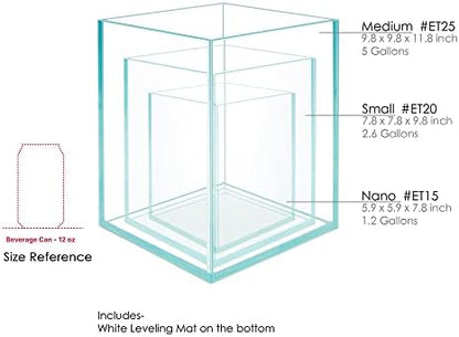 Nano Tall Rimless Frameless Extra Clear Glass Aquarium, Low Iron Glass Tank, 5mm Glass, White Leveling Mat Included, w/Lids Options
