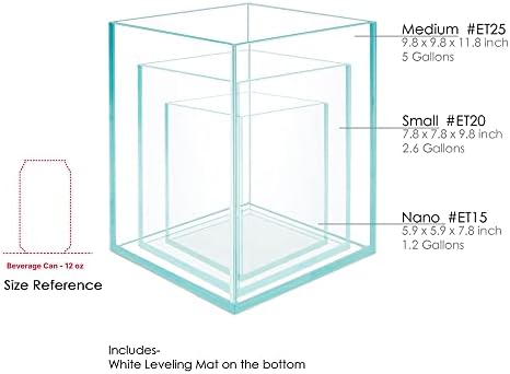 Nano Tall Rimless Frameless Extra Clear Glass Aquarium, Low Iron Glass Tank, 5mm Glass, White Leveling Mat Included, w/Lids Options