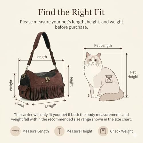 Vintage Pet Carrier Purse for Small Dogs and Cats, Cat Carrier Bag with Upgraded Zipper and Adjustable Shoulder Strap, Breathable Puppy Carrier Handbag for Travel, Walking, Daily Outings (Brown)
