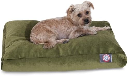 Majestic Pet Shredded Memory Foam Dog Bed Small with Removable Washable Cover – Rectangle Orthopedic Dog Bed–Durable Dog Crate Bed-Flat Dog Bed for Senior Dogs - (27x20) S - Villa - Fern