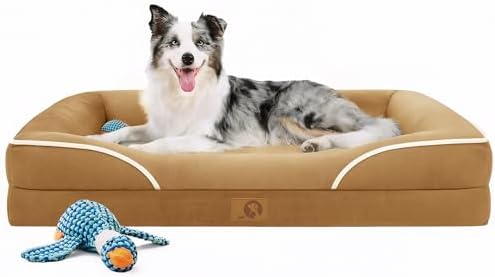 Homemate Dog Bed Large Sized Dog: 42"x30" Orthopedic Pet Bed with Toy
