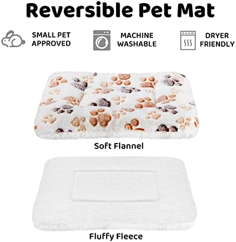 Amakunft 2 Pcs Guinea Pig Bed Mat Washable, Rabbit Winter Bed Pad for Indoor, Warm Small Animal Bed Mattres, Fleece Sleeping Pad for Bunny, Rat, Hedgehog, Sugar Glider, Chinchilla (Paw, Medium)