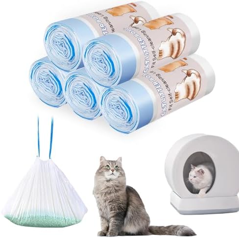 100 Count Self-Cleaning Cat Litter Box Liners Compatible With MW-SC01/SC02/SC09/LR01/LR02, Drawstring Heavy Duty Kitty Waste Bags Disposable Receptacles Bags Trash Bag -18" x 12.6"