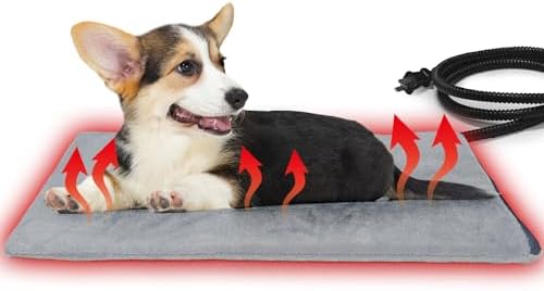 Pet Heating Pad for Cats and Dogs, 28 x 16 Inch Heated Cat Bed, Auto Temperature Control, Waterproof, Electric Mat
