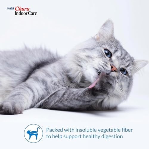 INABA Churu for Cats, Functional, Creamy Lickable Purée Cat Treat for Indoor Care and Hairball Control, 0.5 Ounces Each, 24 Tubes (4 per Pack), 2 Flavor Tuna and Chicken Variety Pack