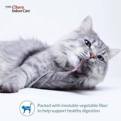 INABA Churu for Cats, Functional, Creamy Lickable Purée Cat Treat for Indoor Care and Hairball Control with Taurine & Vitamin E, 0.5 Ounces Each, 48 Tubes (4 per Pack), Tuna Recipe