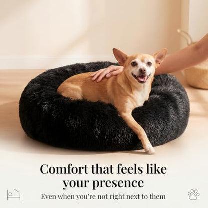 nononfish Puppy Beds for Small Dogs Washable 19" Black Calming and Anxiety Pet Beds Fluffy and Plush Durable Small Dog Bed