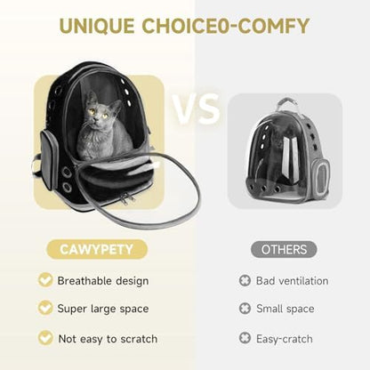 Cawypety Cat Backpack Carrier Large Space Bubble Backpack up to 12lbs Black