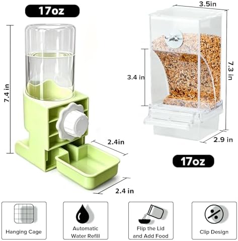 Lemtrflo No Mess Bird Cage Feeder, Automatic Bird Water Dispenser