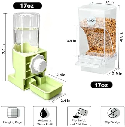 Lemtrflo No Mess Bird Cage Feeder, Automatic Bird Water Dispenser