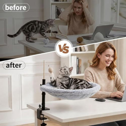 Cat Bed for Desk, 360°Rotating Desk Cat Hammock Perch Supports up to 40 Lbs
