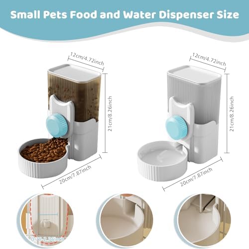 Hanging Cage Auto Pet Food Bowl Water Bottle Dispenser, 1L, Blue