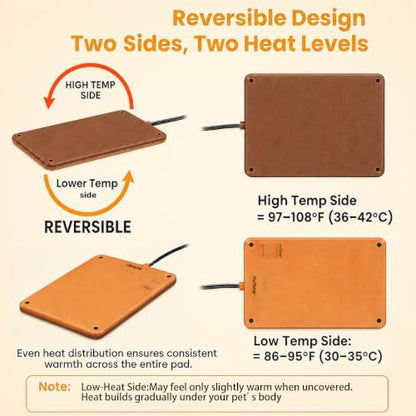 Small Animal Heating Pad, Small Animal Bed, Large Outdoor/Indoor Winter Thermal Heating Pad for Rabbits, Guinea Pigs & Chickens, Waterproof & Chew-Resistant, 30W Energy-Efficient (L:15.7" x 11")