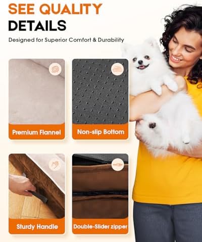Upvilla Orthopedic Dog Bed XL, Four-Sided Dog Sofa, Washable Cover, Brown