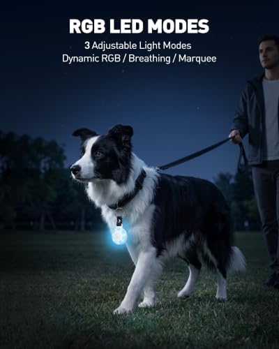 Pet Tracker for Dogs Cats, Location & LED Night Light Tag, No Monthly Fee