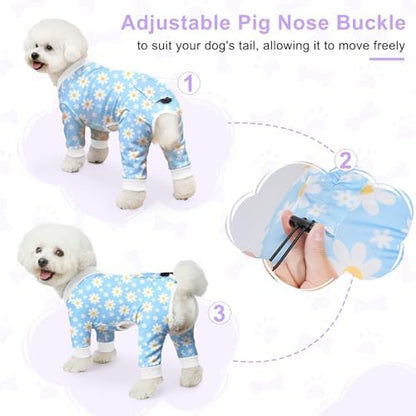 Bienbee Dog Pajamas, 4 Pack Adjustable Onesies for Small to Large Dogs XL