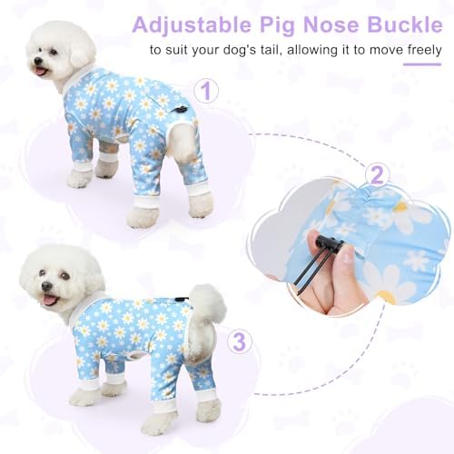 Bienbee Dog Pajamas, 4 Pack Adjustable Onesies for Small to Large Dogs XS