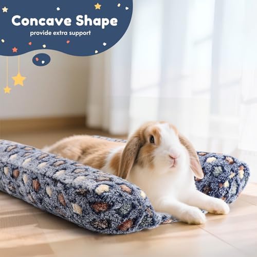 Rabbit Bed with Pillows, Dual-Sided 17"x15" Washable Lounger Pad