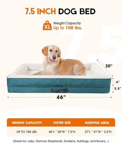 Upvilla Orthopedic Dog Bed XL, Four-Sided Dog Sofa, Washable Cover, Blue