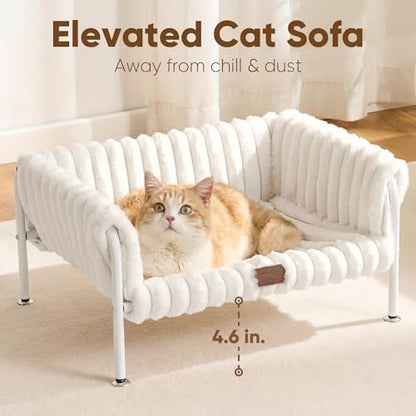 FUKUMARU Cat Hammock Bed, Elevated Cat Couch Bed with Sturdy Metal Frame