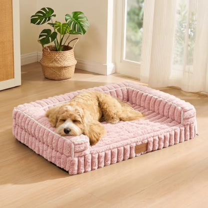 Orthopedic Large Dog Bed Furry Pet Bed, Washable Cover 48''X30''