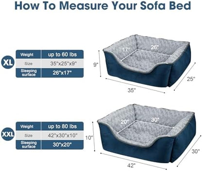 JOEJOY Rectangle Dog Bed for Large Medium Small Dogs - Washable Orthopedic Sofa Bed, Soft Breathable Puppy & Pet Cuddler, Durable Calming Dog Bed with Anti-Slip Bottom, Multiple Sizes, Navy Blue