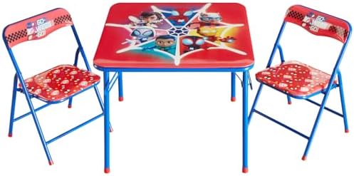 Marvel Spidey and His Amazing Friends Kids Activity Table and Chair Set,3 Piece Set with Square Table & 2 Folding Chairs, Furniture for Ages 3+, Indoor Play & Learning