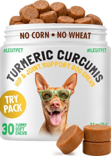 LEGITPET Turmeric Curcumin Hip & Joint Supplement for Dogs – Supports Mobility, Comfort & Overall Wellness – with Collagen & BioPerine – 30 Chews