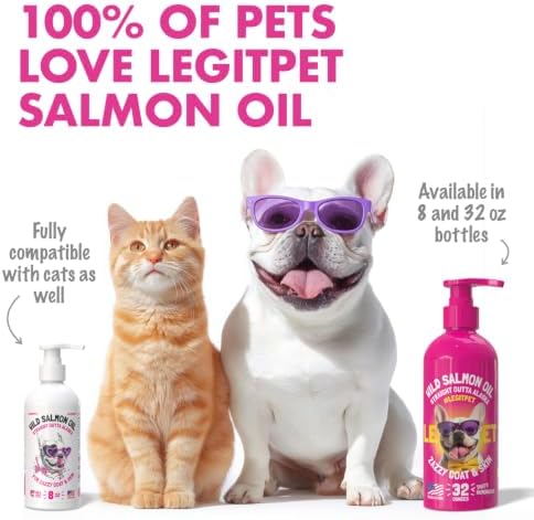 Wild Alaskan Salmon Oil for Dogs & Cats - Pure Fish Omega 3 6 9 Liquid EPA DHA Fatty Acids - Skin & Coat Supplement - Supports Joint Function, Brain, Eye, Immune & Heart Health - Made in USA 32 oz