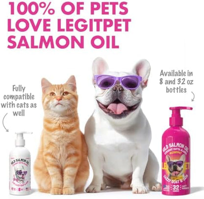 Wild Alaskan Salmon Oil for Dogs & Cats - Pure Fish Omega 3 6 9 Liquid EPA DHA Fatty Acids - Skin & Coat Supplement - Supports Joint Function, Brain, Eye, Immune & Heart Health - Made in USA 32 oz
