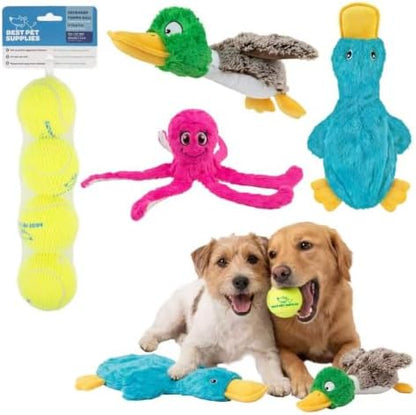 Best Pet Supplies Squeaky Dog Toys with Soft Durable Fabric for Small, Medium and Large Pets Interactive Toy for Indoor Play, Supports Active Biting and Play - Duck Duck Octomutant, Large