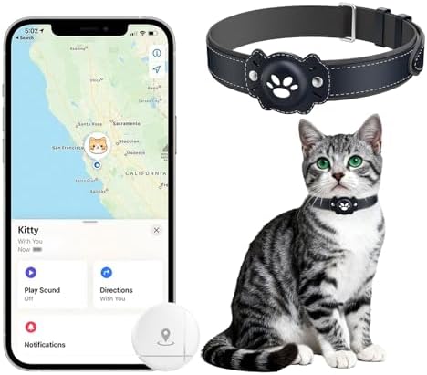 2-in-1 GPS Tracker for Cats: Smart Pet Collar with Real-Time Tracking,No Monthly Fee/Subscription (iOS & Android) Waterproof, Anti-Lost,365-Day Long Battery Life GPS Tracker Cat Collar (Blue)