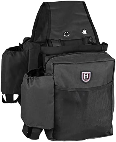 Harrison Howard Equestrian Western Saddle Bag Nylon Water Bottle/Gear Carrier Convenient Saddle Bag Black