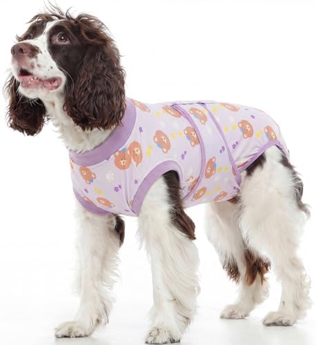 Kuoser Dog Surgery Recovery Suit, Soft Breathable Dog Recovery Suit for Female Spay Male Nueuter, Anti Licking Puppy Onesie Pet Surgical Suit for Dogs Abdominal Wounds Skin Disease, Bear M