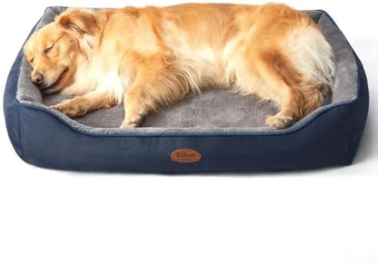 Tidore Orthopedic Dog Beds for Medium Dogs, Durable Egg Crate Foam Sofa Dog Bed wit Washable Removable Cover,Waterproof Lining,Pet Bed for Large Dogs (Navy Blue-Velvet, 39.4" L x 31.5" W x 7.4" Th)