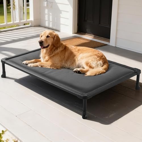 Veehoo Chew Proof Elevated Dog Bed, Padded Indestructible Raised Dog Cot